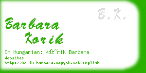 barbara korik business card